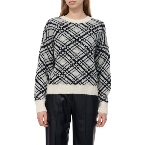 Maglia Donna a girocollo con strass Bianco Liu Jo- Francavilla Moda